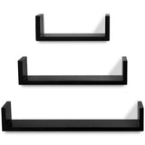 vidaXL 3 st Wandschappen U-vormig MDF zwart
