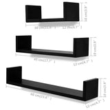 vidaXL 3 st Wandschappen U-vormig MDF zwart