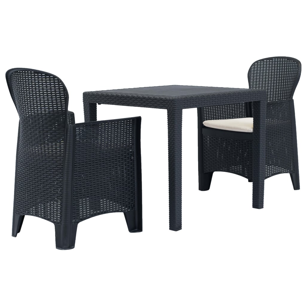 vidaXL 3-delige Bistroset rattan-look kunststof wit