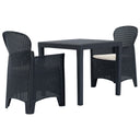 vidaXL 3-delige Bistroset rattan-look kunststof wit