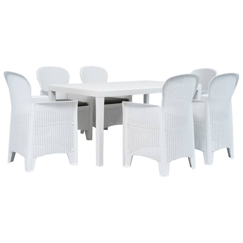 vidaXL 3-delige Bistroset rattan-look kunststof wit