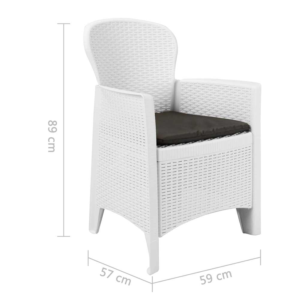 vidaXL 3-delige Bistroset rattan-look kunststof wit