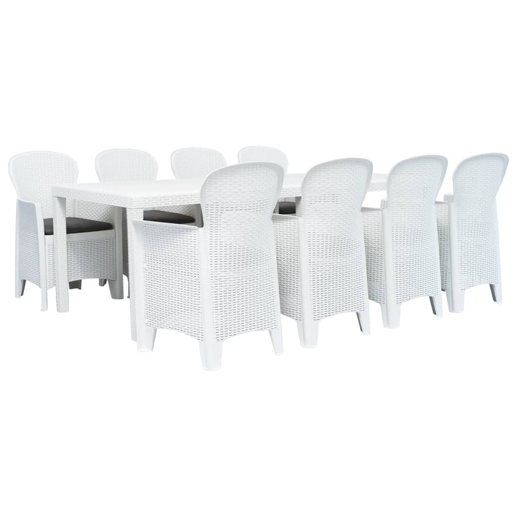 vidaXL 3-delige Bistroset rattan-look kunststof wit