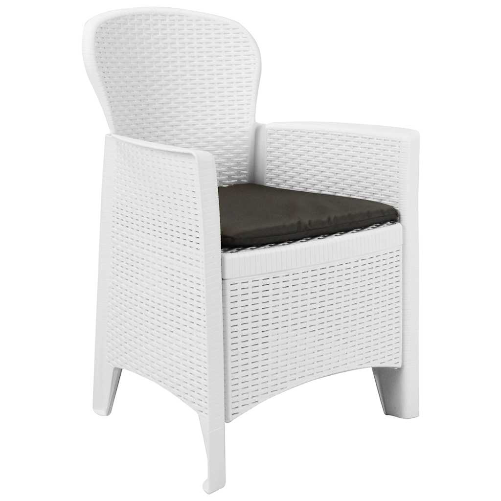 vidaXL 3-delige Bistroset rattan-look kunststof wit