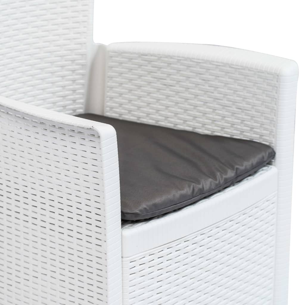 vidaXL 3-delige Bistroset rattan-look kunststof wit
