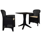 vidaXL 3-delige Bistroset kunststof rattan antracietkleurig