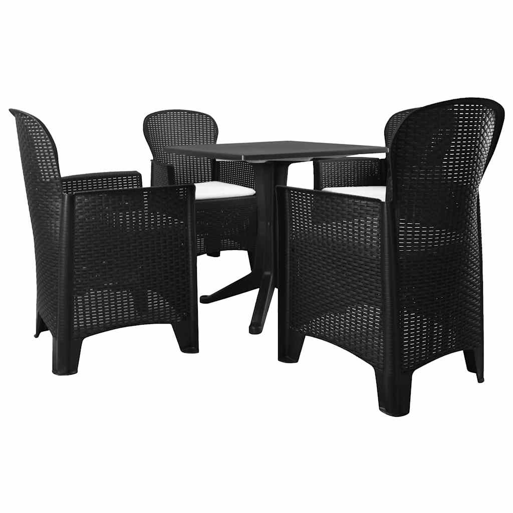 vidaXL 3-delige Bistroset kunststof rattan antracietkleurig