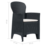vidaXL 3-delige Bistroset kunststof rattan antracietkleurig