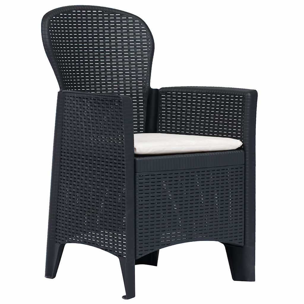 vidaXL 3-delige Bistroset kunststof rattan antracietkleurig