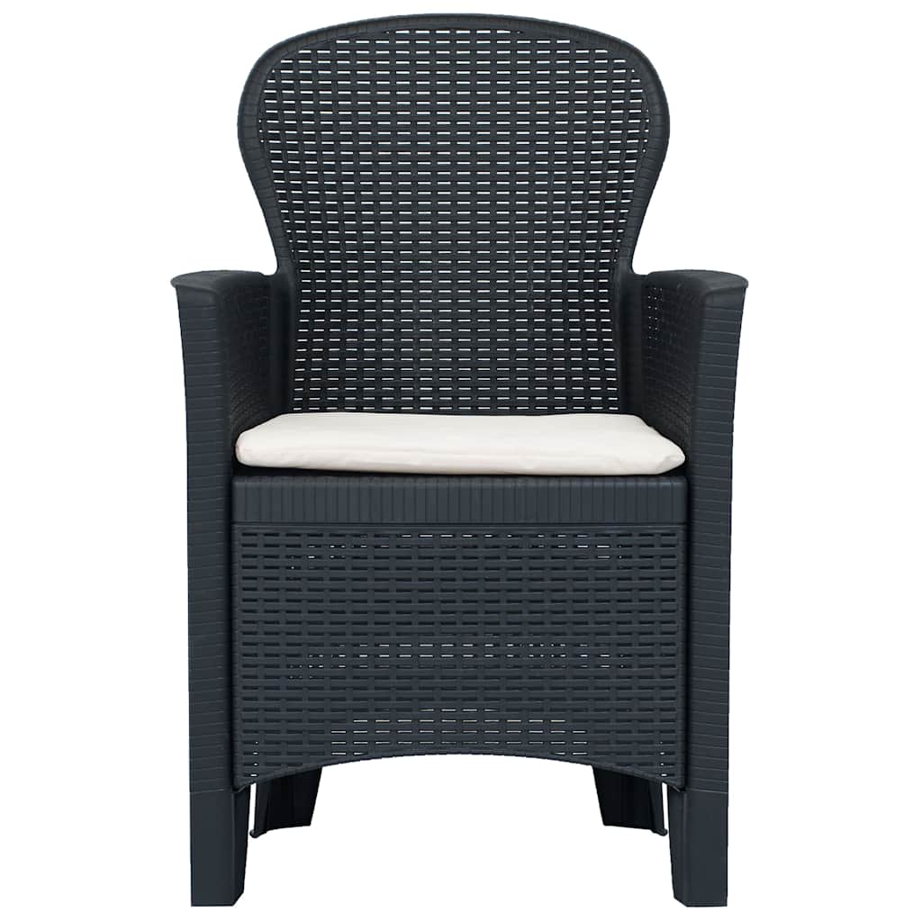 vidaXL 3-delige Bistroset kunststof rattan antracietkleurig