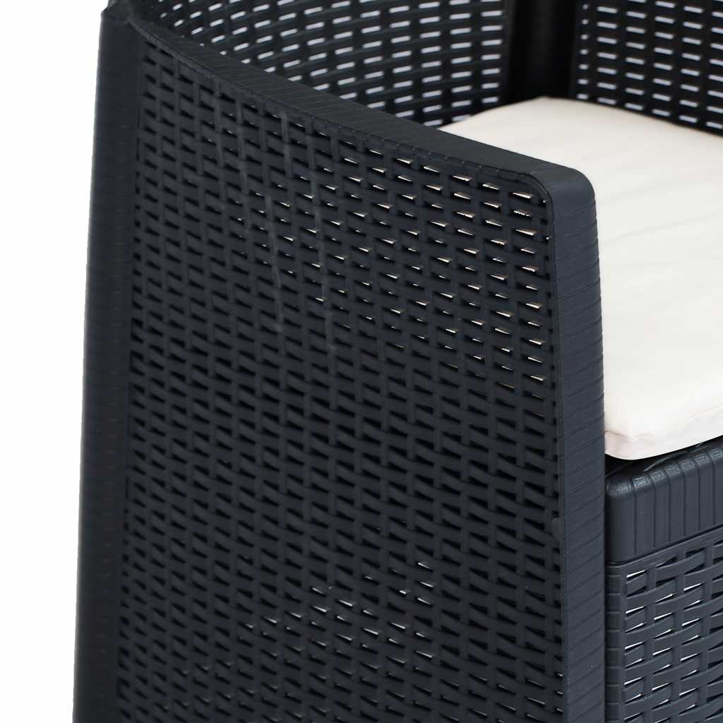 vidaXL 3-delige Bistroset kunststof rattan antracietkleurig
