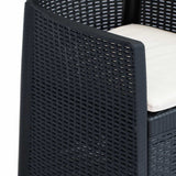 vidaXL 3-delige Bistroset kunststof rattan antracietkleurig