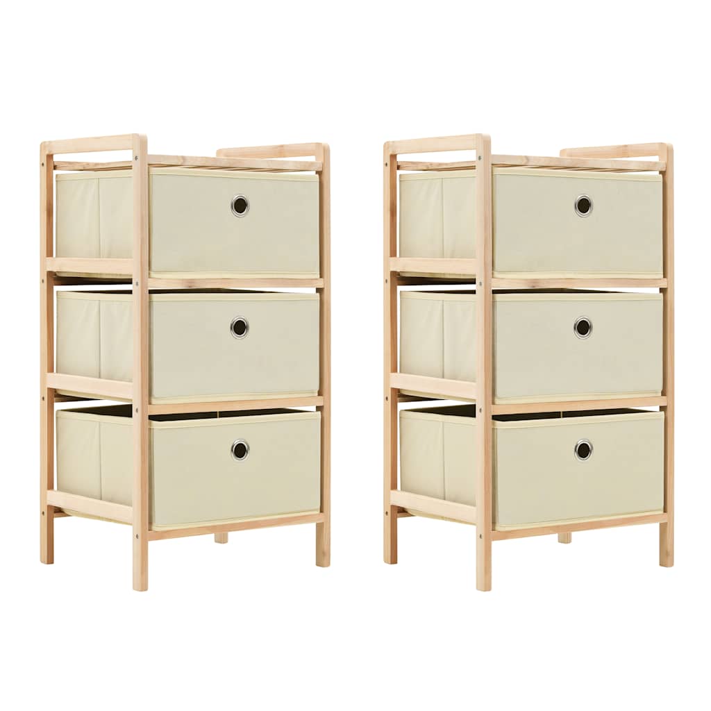 vidaXL Opbergmeubel met 3 stoffen manden cederhout beige