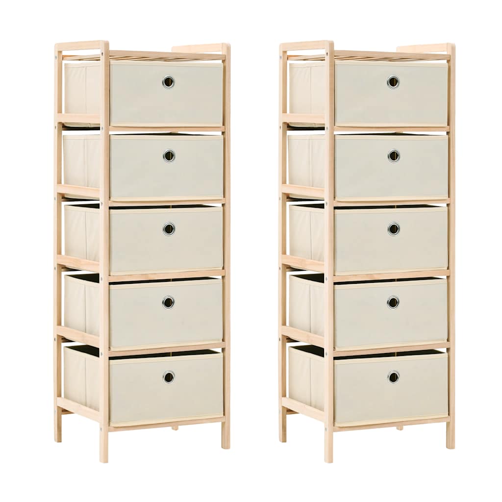 vidaXL Opbergmeubel met 3 stoffen manden cederhout beige