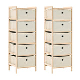 vidaXL Opbergmeubel met 3 stoffen manden cederhout beige