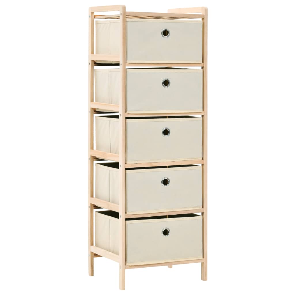 vidaXL Opbergmeubel met 3 stoffen manden cederhout beige