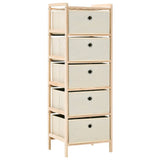 vidaXL Opbergmeubel met 3 stoffen manden cederhout beige