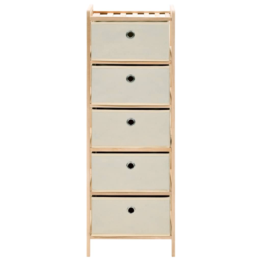 vidaXL Opbergmeubel met 3 stoffen manden cederhout beige