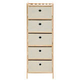 vidaXL Opbergmeubel met 3 stoffen manden cederhout beige