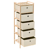 vidaXL Opbergmeubel met 3 stoffen manden cederhout beige