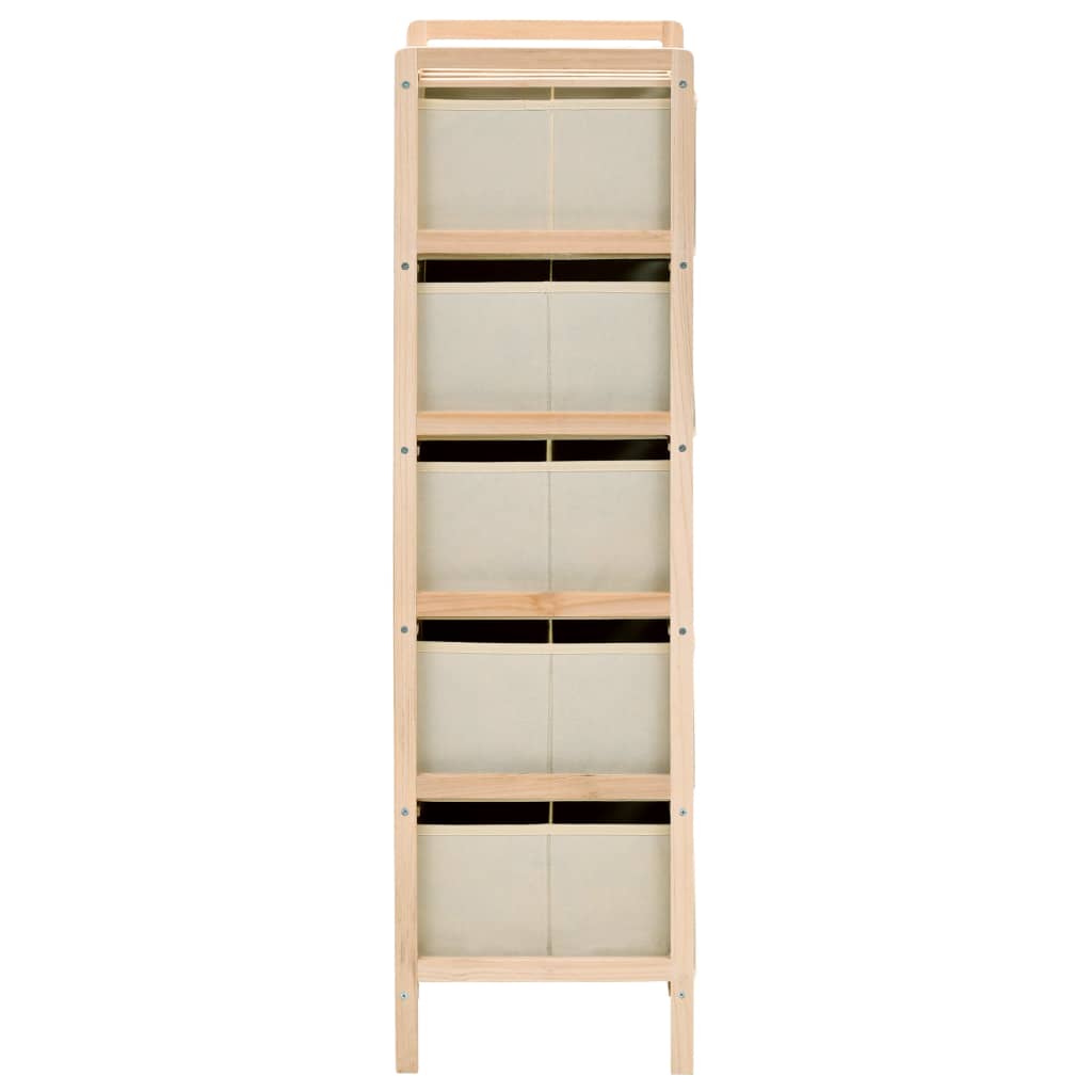 vidaXL Opbergmeubel met 3 stoffen manden cederhout beige