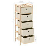 vidaXL Opbergmeubel met 3 stoffen manden cederhout beige