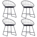 vidaXL Eetkamerstoelen met kunstleren zittingen 2 st staal zwart