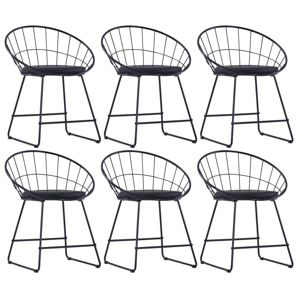 vidaXL Eetkamerstoelen met kunstleren zittingen 2 st staal zwart