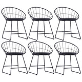 vidaXL Eetkamerstoelen met kunstleren zittingen 2 st staal zwart