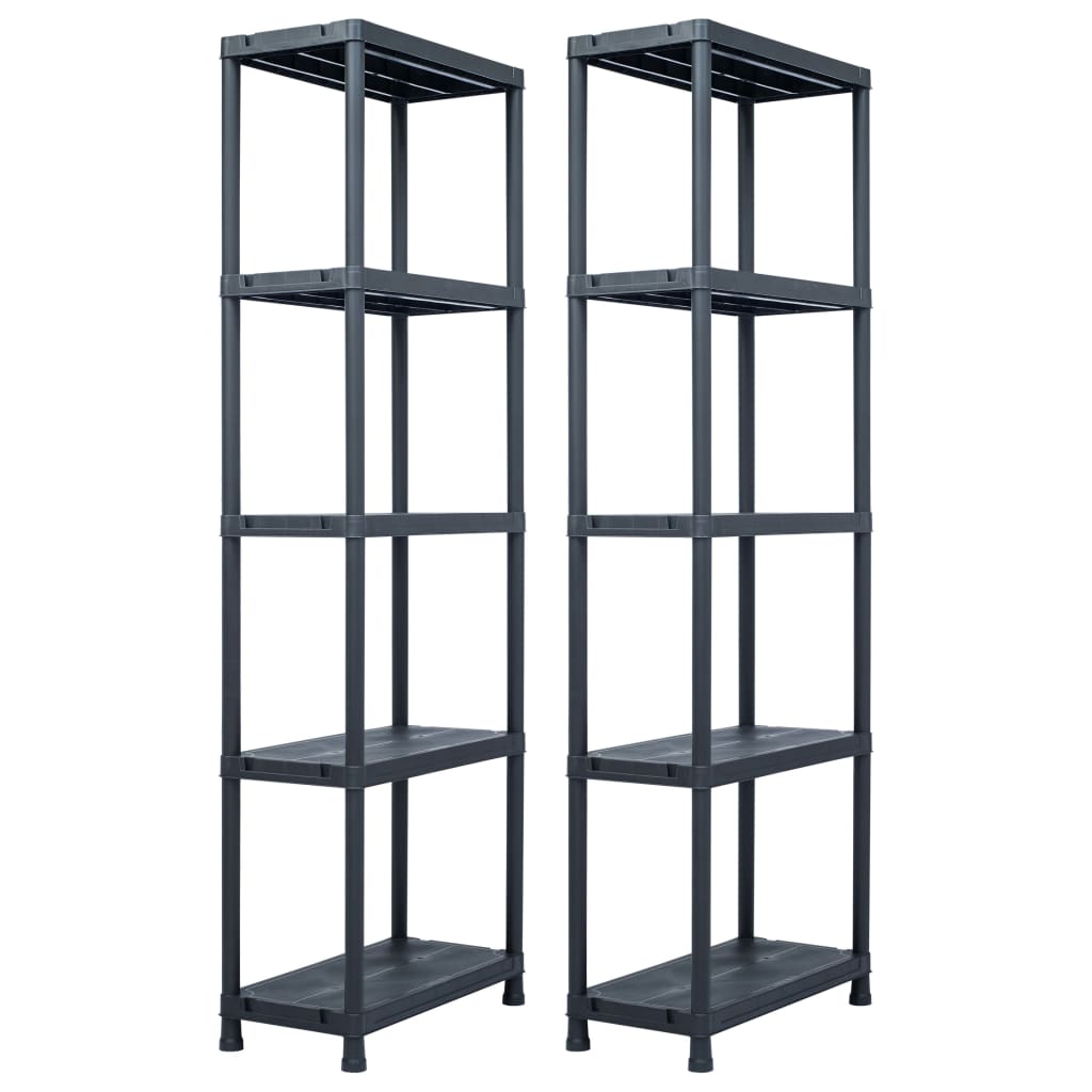 vidaXL Opbergrekken 2 st 60x30x138 cm kunststof zwart