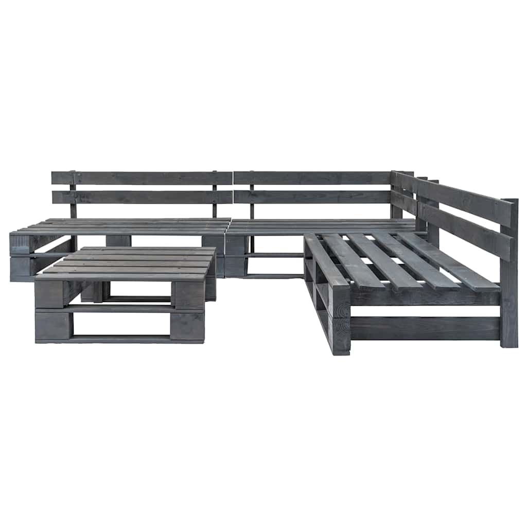 vidaXL 4-delige Loungeset pallet hout grijs
