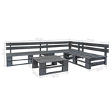 vidaXL 4-delige Loungeset pallet hout grijs
