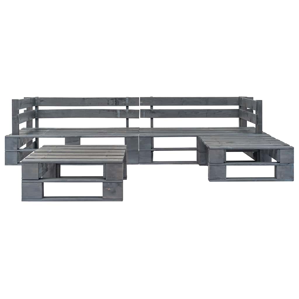 vidaXL 4-delige Loungeset pallet hout grijs