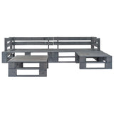 vidaXL 4-delige Loungeset pallet hout grijs
