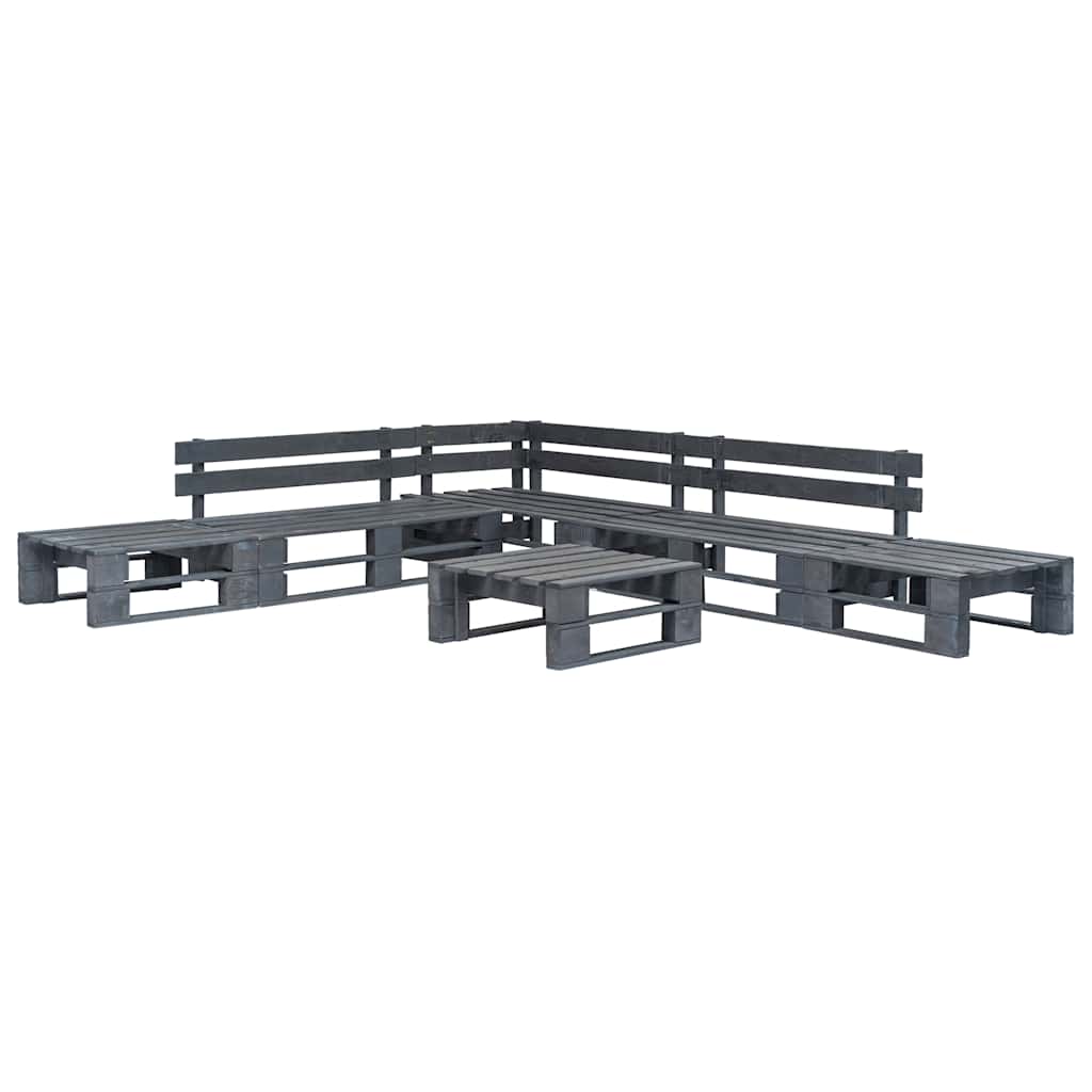 vidaXL 6-piece Pallet Wood Lounge Set Grey