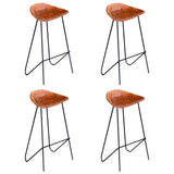 vidaXL Bar Stools 2 pcs Genuine Leather Black and Brown