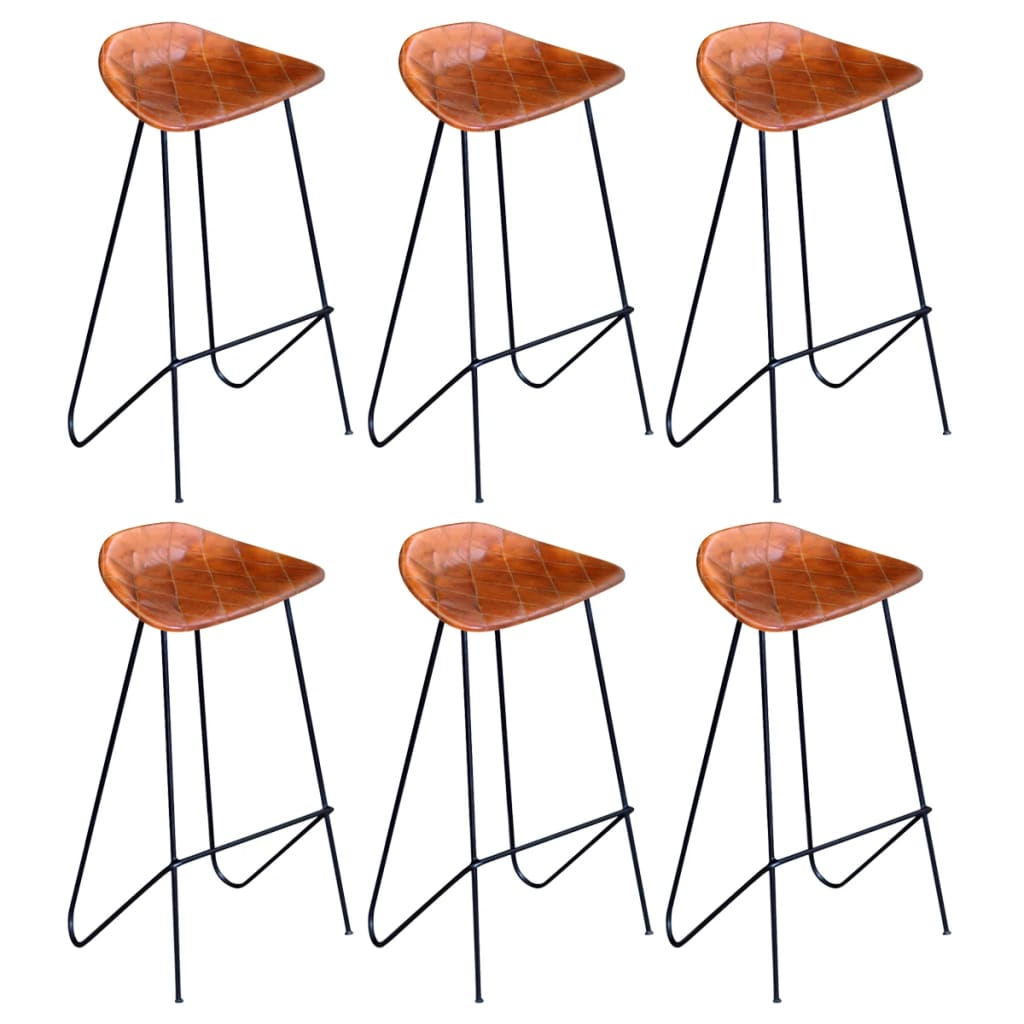 vidaXL Bar Stools 2 pcs Genuine Leather Black and Brown