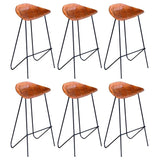 vidaXL Bar Stools 2 pcs Genuine Leather Black and Brown