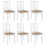 vidaXL Eetkamerstoelen met kussens 4 st massief hout wit