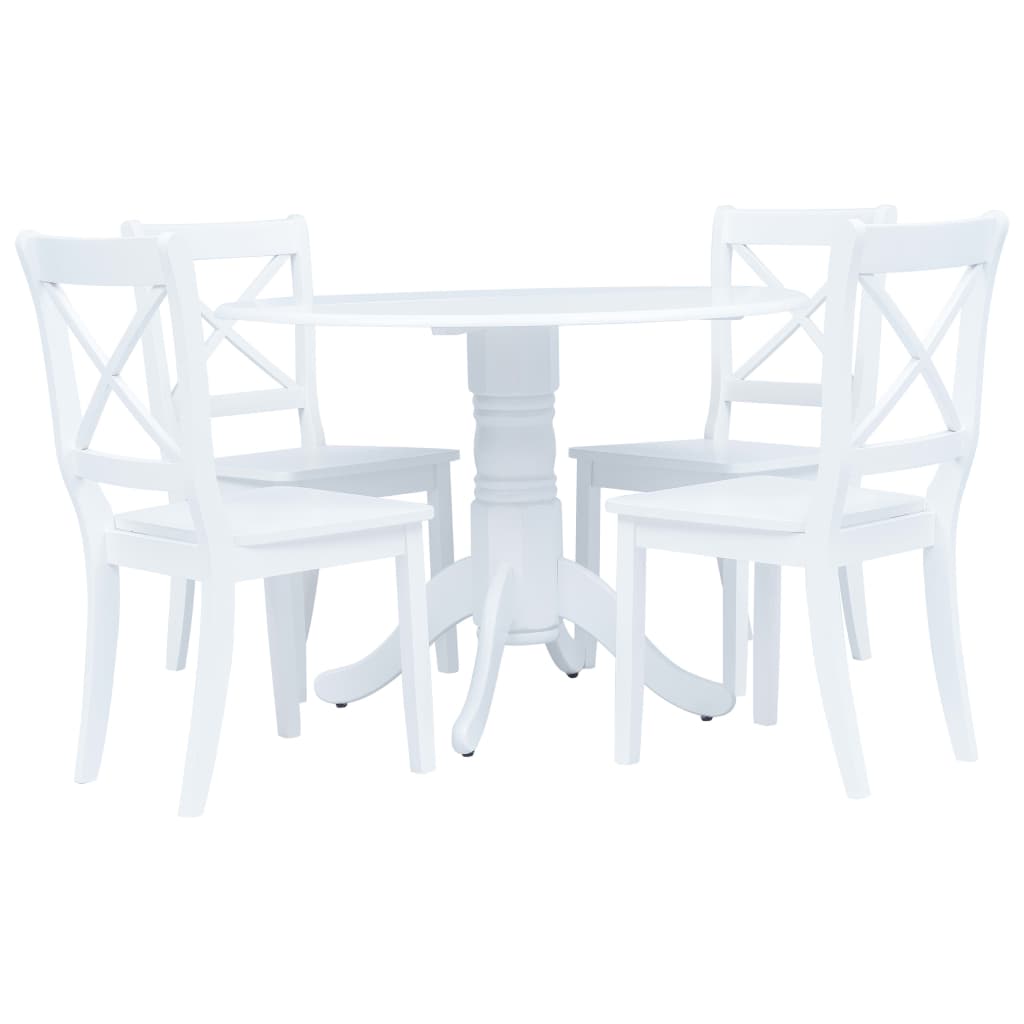 vidaXL 5-piece Dining Set Solid Rubberwood White