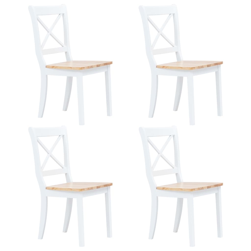 vidaXL 5-piece Dining Set Solid Rubberwood White