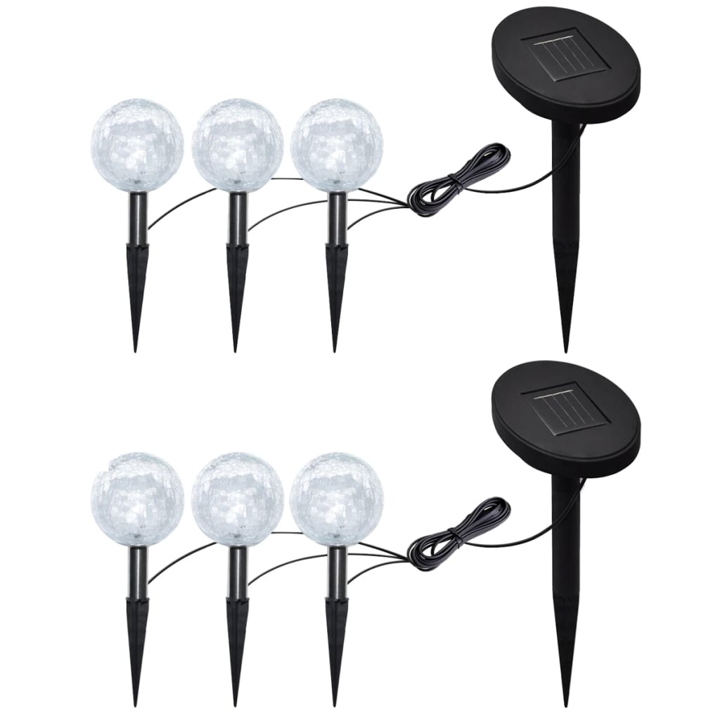vidaXL Garden Lights 6 pcs LED with Ground Spikes and Solar Panels