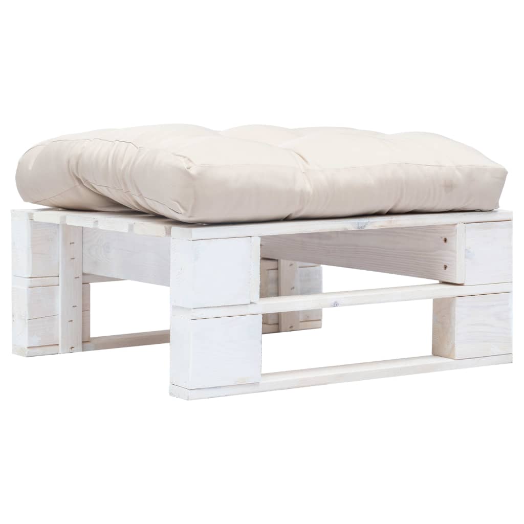 vidaXL Tuinhocker met grijs kussen pallet hout grijs