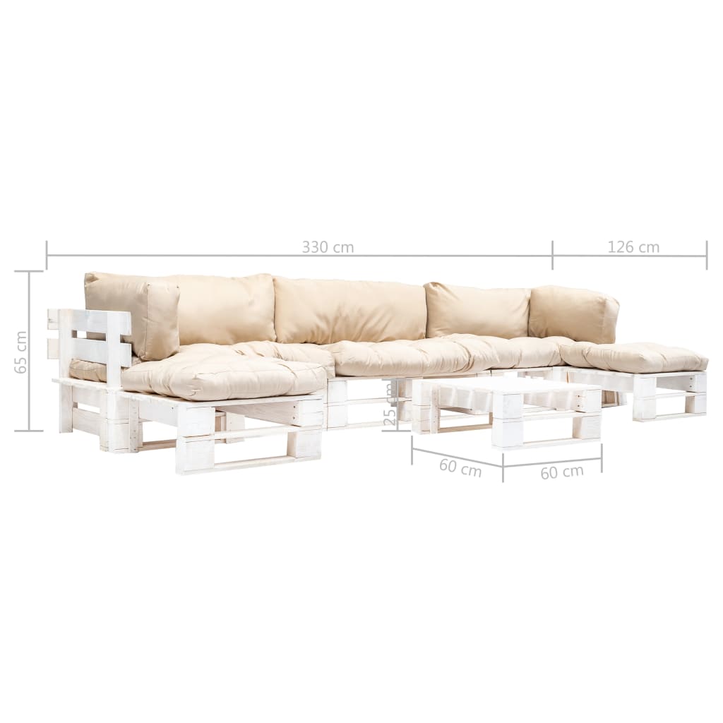 vidaXL 6-delige Loungeset pallet met grijze kussens hout