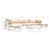 vidaXL 6-delige Loungeset pallet met grijze kussens hout