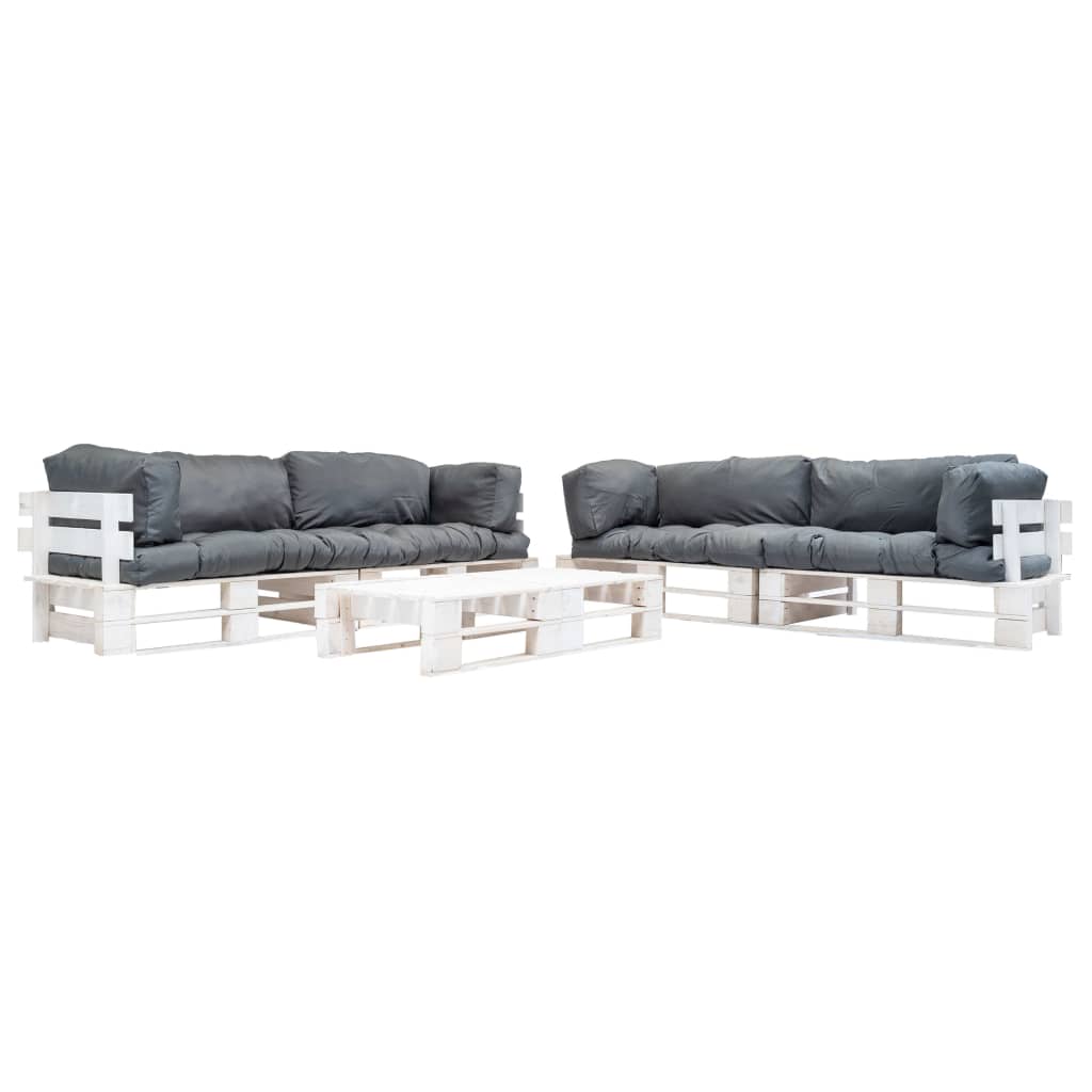 vidaXL 6-Piece Pallet Lounge Set with Sand-Colored Cushions Wood