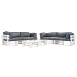 vidaXL 6-Piece Pallet Lounge Set with Sand-Colored Cushions Wood