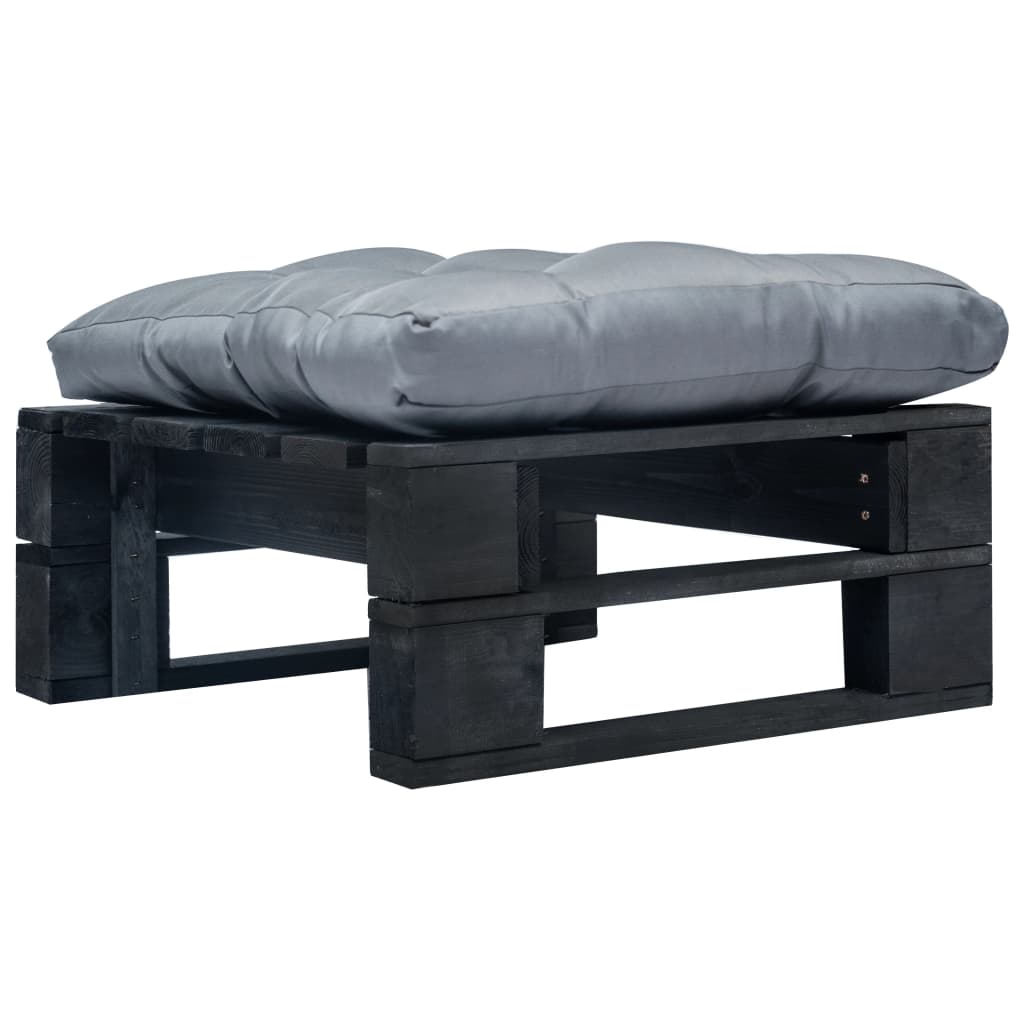vidaXL Tuinhocker met grijs kussen pallet hout grijs