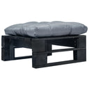 vidaXL Garden Footstool with Grey Cushion Pallet Wood Grey