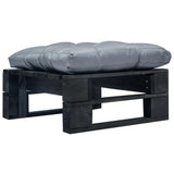 vidaXL Tuinhocker met grijs kussen pallet hout grijs